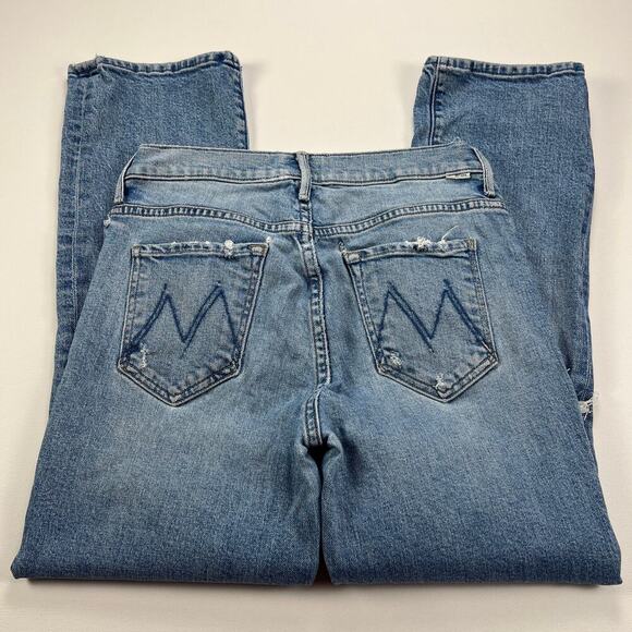 MOTHER the Insider Ankle distressed Jeans Bloom and Doom Wash Mid Rise Size 28 - Picture 10 of 16